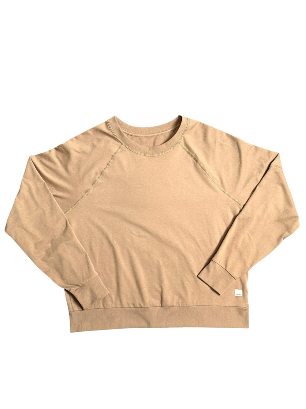 Vuori Women’s Crewneck Sweatshirt Tan Brown Raglan Pullover Size L - Picture 2 of 8
